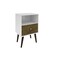 Manhattan Comfort Mid Century - Modern Night stand & 1.0 with 1 Cubby Space & 1 Drawer with Solid Wood Legs, White, Rustic Brown